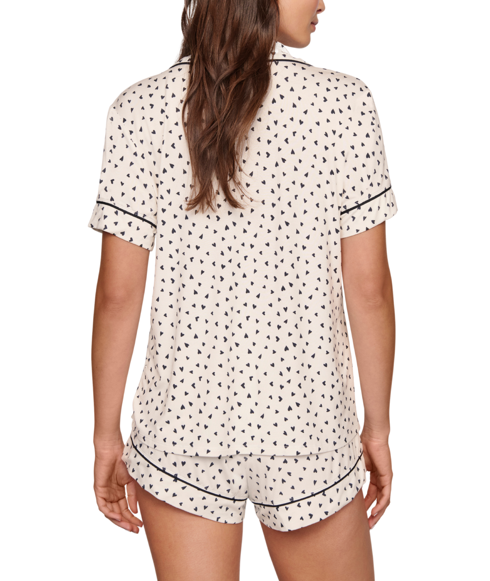 Eberjey Women Gisele Printed Relaxed Short PJ Set Heart to Heart Black Accessories Eberjey