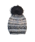 Striped Winter Hat Grey/Black Women Accessories Bari Lynn Striped Juniors/Women One Size Fits Most
