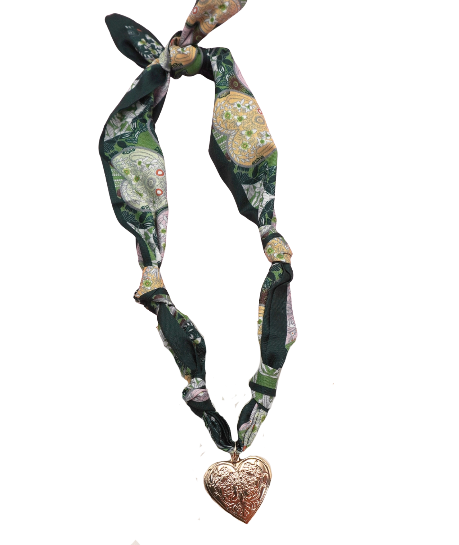 Frankie's Exclusives Josie Scarf Charm Necklace Textured Heart Greens Jewelry - Trend Frankie's Exclusives Multi