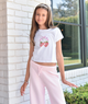 Katie J NYC Girls Strawberry Bow Boxy Baby Tee Girls Casual Tops Katie J NYC White Y/S (7/8)