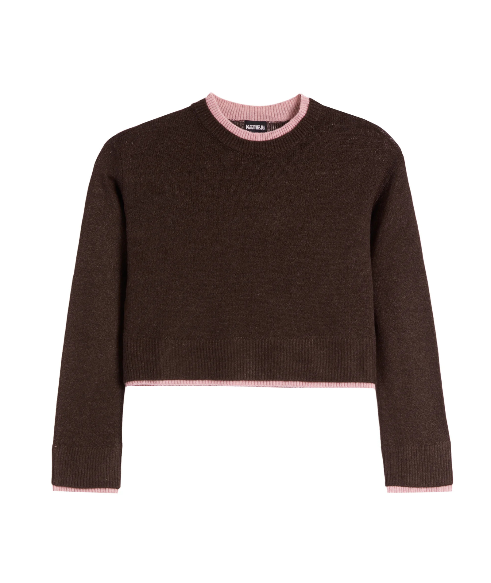 Katie J NYC Girls Nova Sweater Espresso/Pink Girls Casual Tops Katie J NYC Espresso Y/S (7/8)