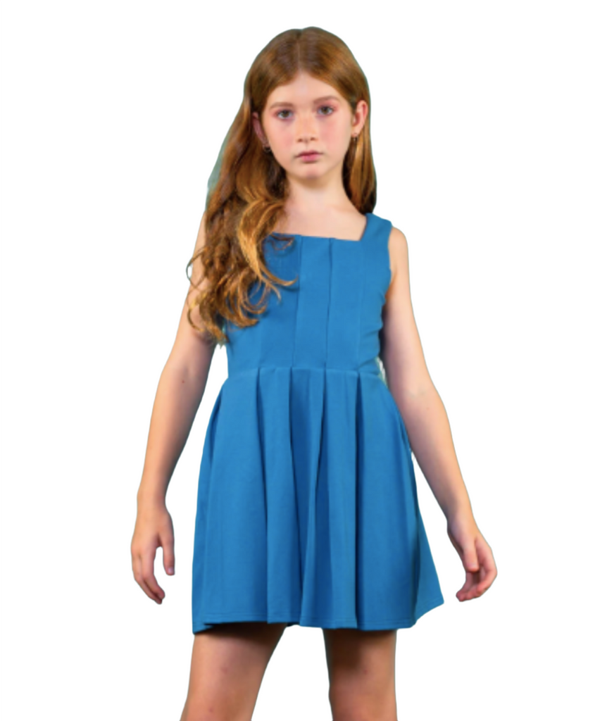 Miss Behave Girls Betty Square Neck Box Pleat Dress Girls Casual Dresses Miss Behave   