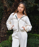 Aviator Nation Women 5 Stripe Cropped Zip Hoodie Vintage White/White Grey Womens Casual Tops Aviator Nation Ivory Juniors/Women XS