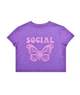 Social Butterfly Tee Girls Casual Tops iScream Purple Y/XS (6X)