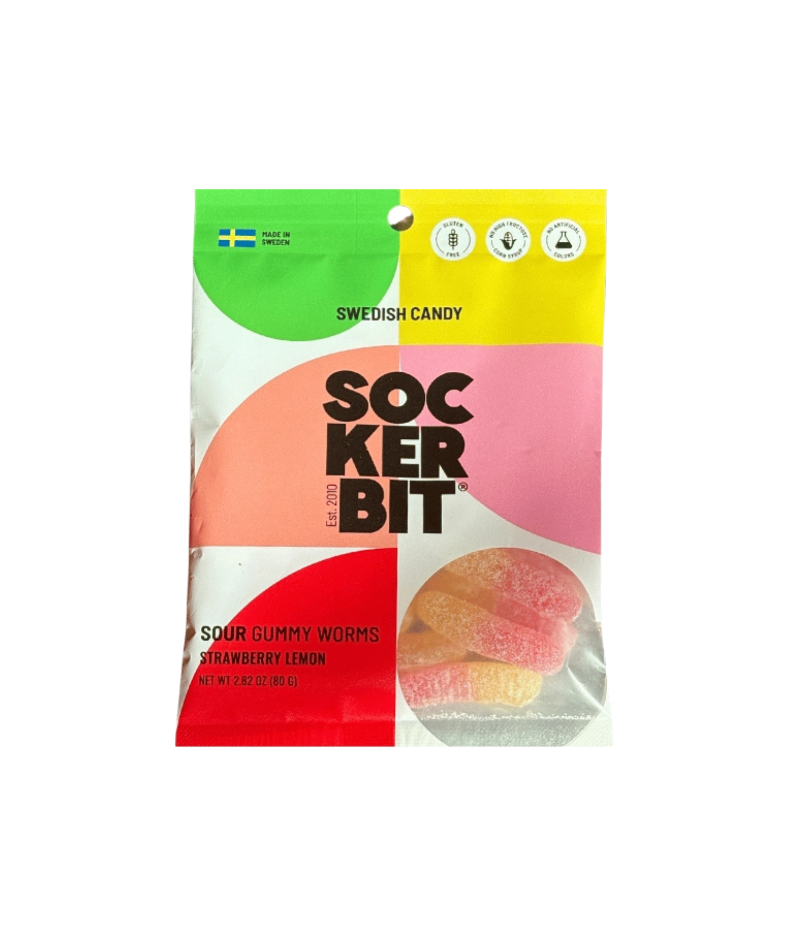 Sockerbit Sour Gummy Worms Swedish Candy Bag Accessories Frankie's Exclusives Multi