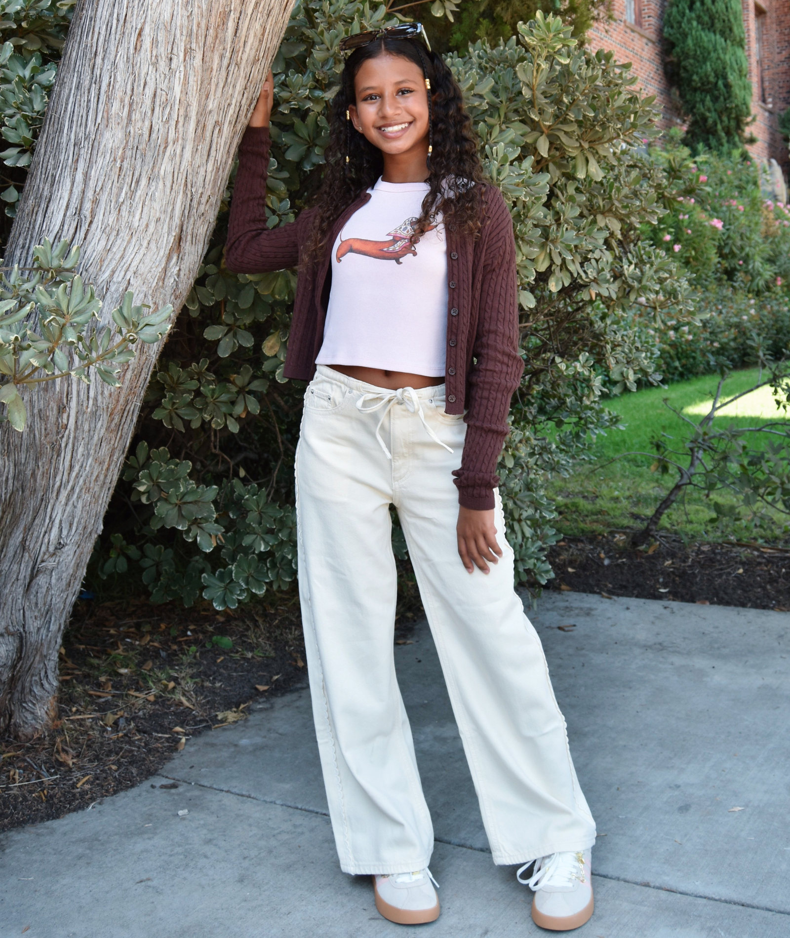 DL1961 Girls Frankie Lace Sugar Cookie Aura Low Slung Wide Leg Jeans