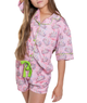 Sunshine Society Girls Silky Shorts PJ Set Crown Jewels Distressed/seasonal girls Sunshine Society Pink Y/4
