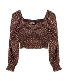Katie J NYC Girls Chocolate Floral Chloe Top Girls Casual Tops Katie J NYC Floral Y/S (7/8)