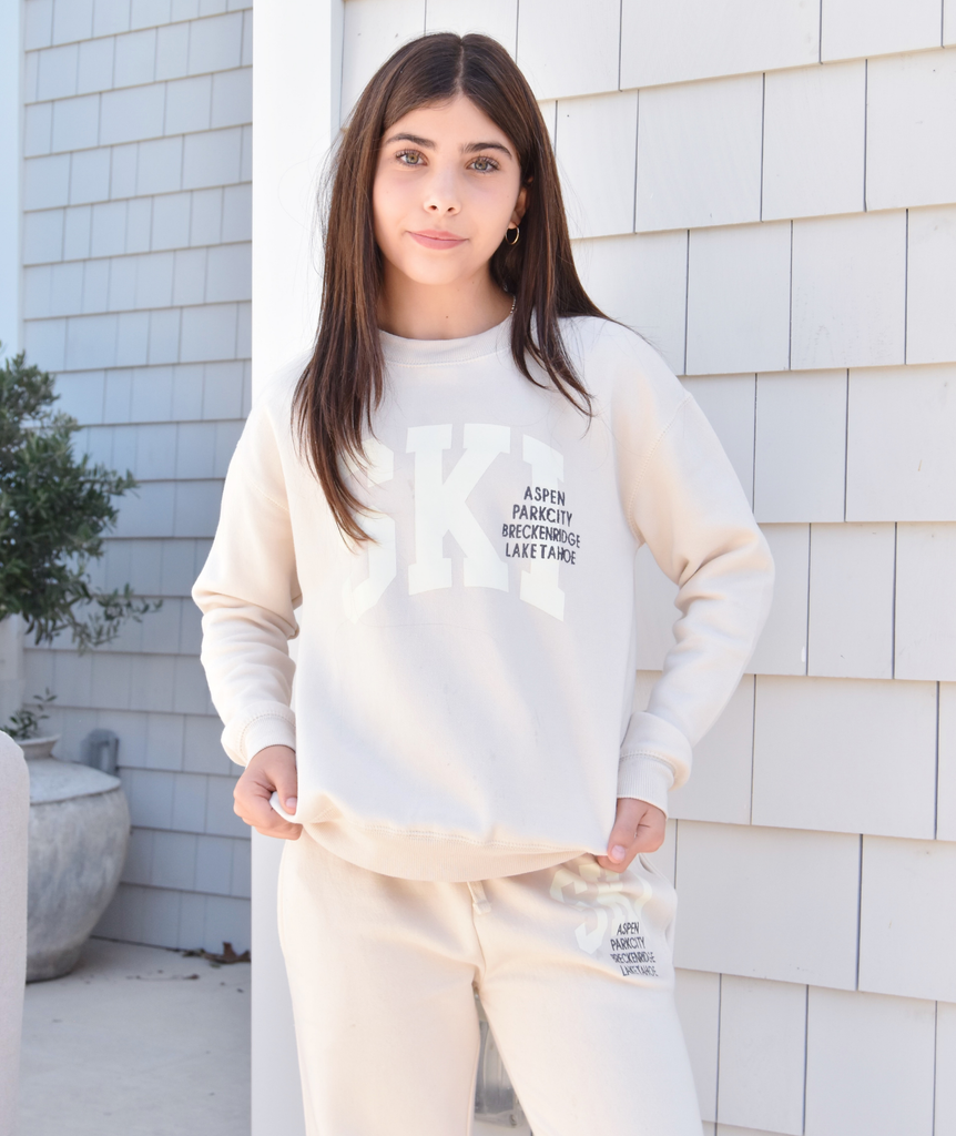 Vintage Havana Girls Ski Destination Crew Sweatshirt Girls Casual Tops Vintage Havana   