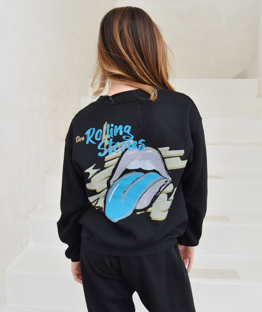 Rowdy Sprout Girls Rolling Stones Crew Sweatshirt Girls Casual Tops Rowdy Sprout   