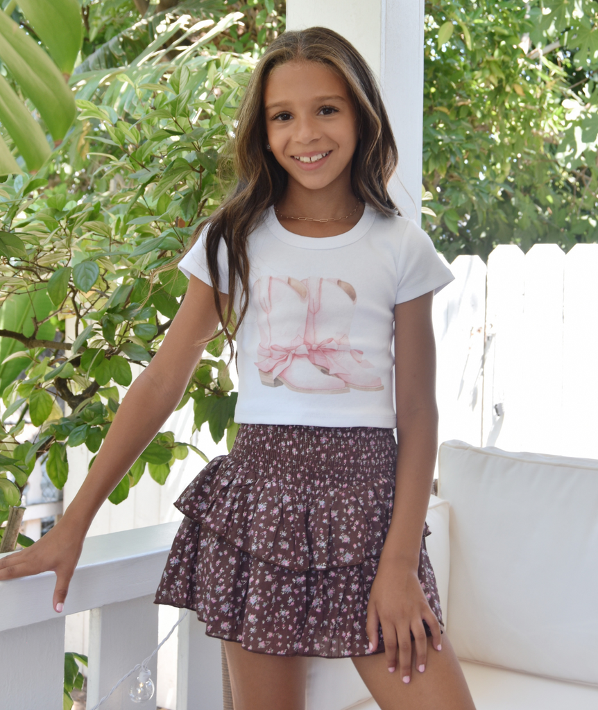 Katie J NYC Girls Evening Blue Ditsy Floral Joanna Top