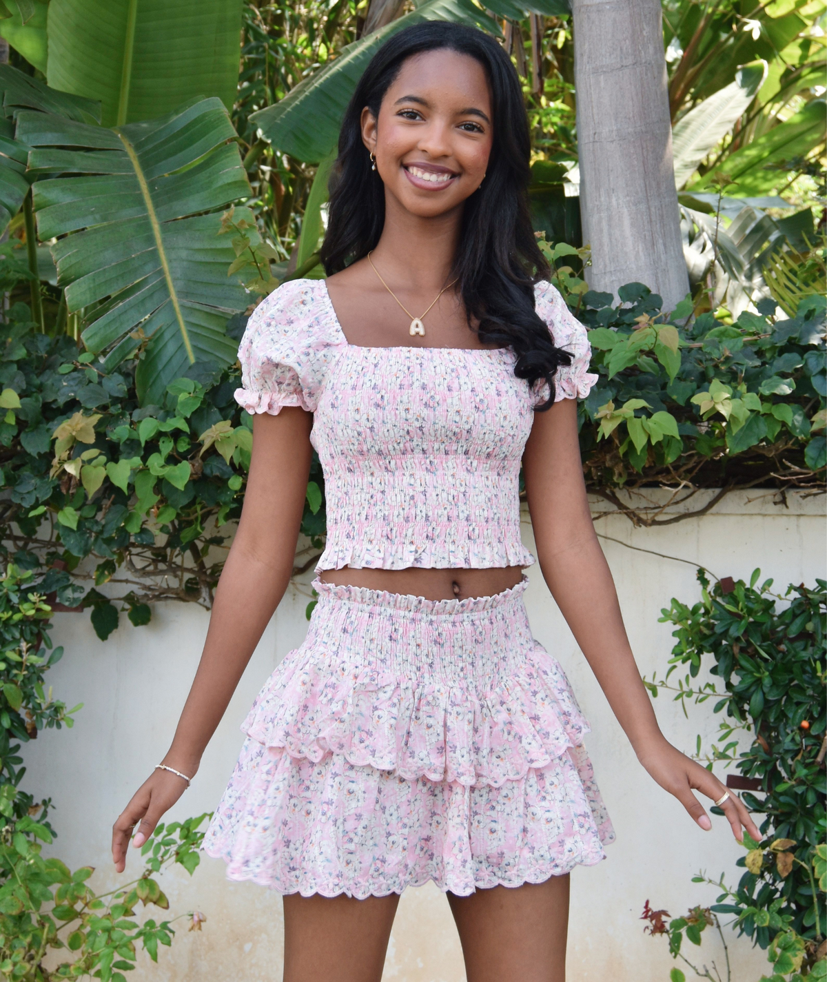 Summer Loving Girls Eden Skirt Blush Meadow Pink Girls Casual Bottoms Summer Loving Floral Y/S (7/8)