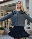 Love Shack Fancy Women Clementian Cardigan Dark Grey Melange Womens Casual Tops Love Shack Fancy