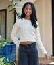 8apart Women Cody Long Sleeve Cable Knit Sweater