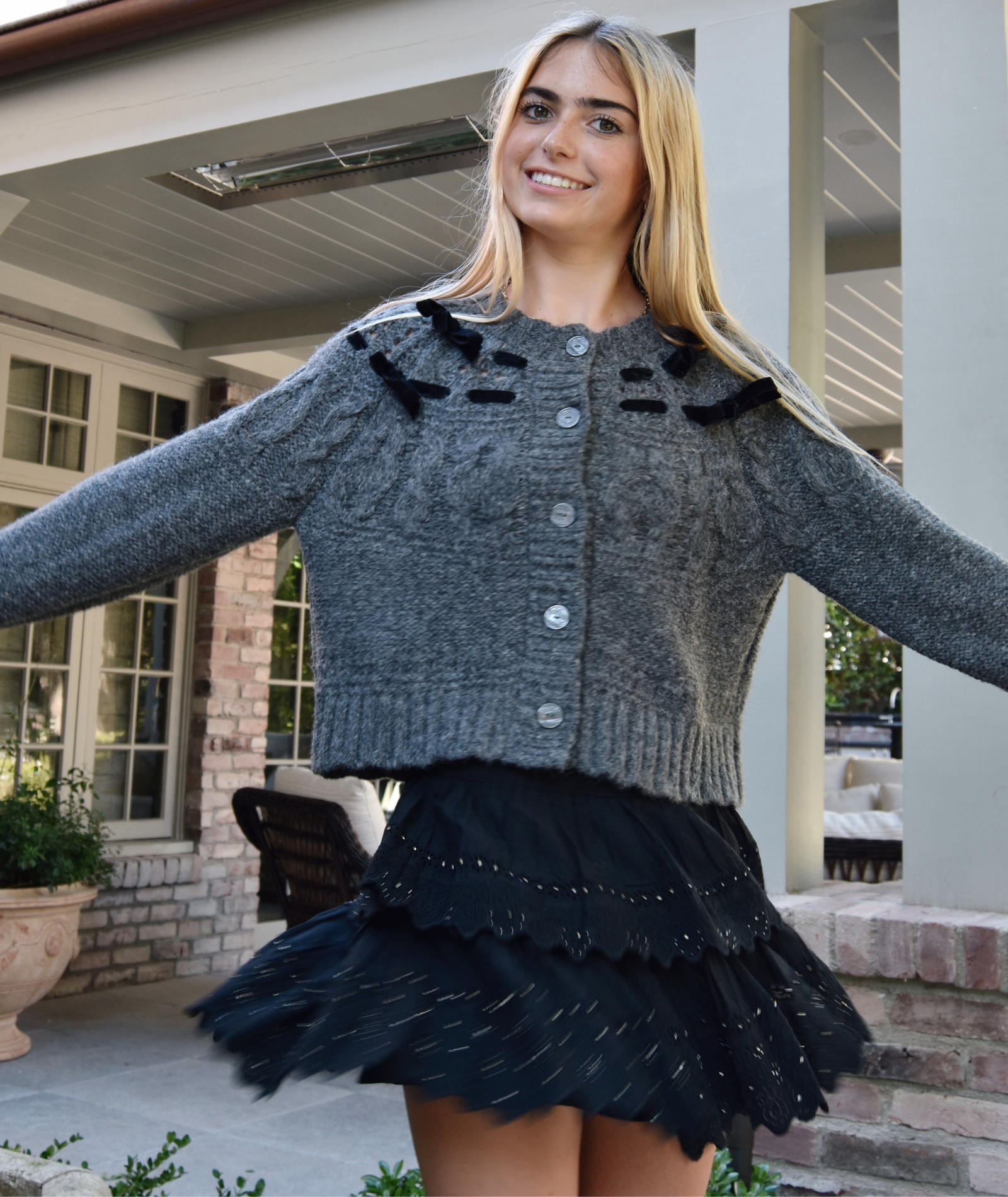 Love Shack Fancy Women Ruffle Mini Skirt Black Womens Casual Bottoms Love Shack Fancy