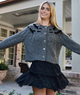 Love Shack Fancy Women Clementian Cardigan Dark Grey Melange Distressed/seasonal womens Love Shack Fancy Grey Juniors/Women XXS