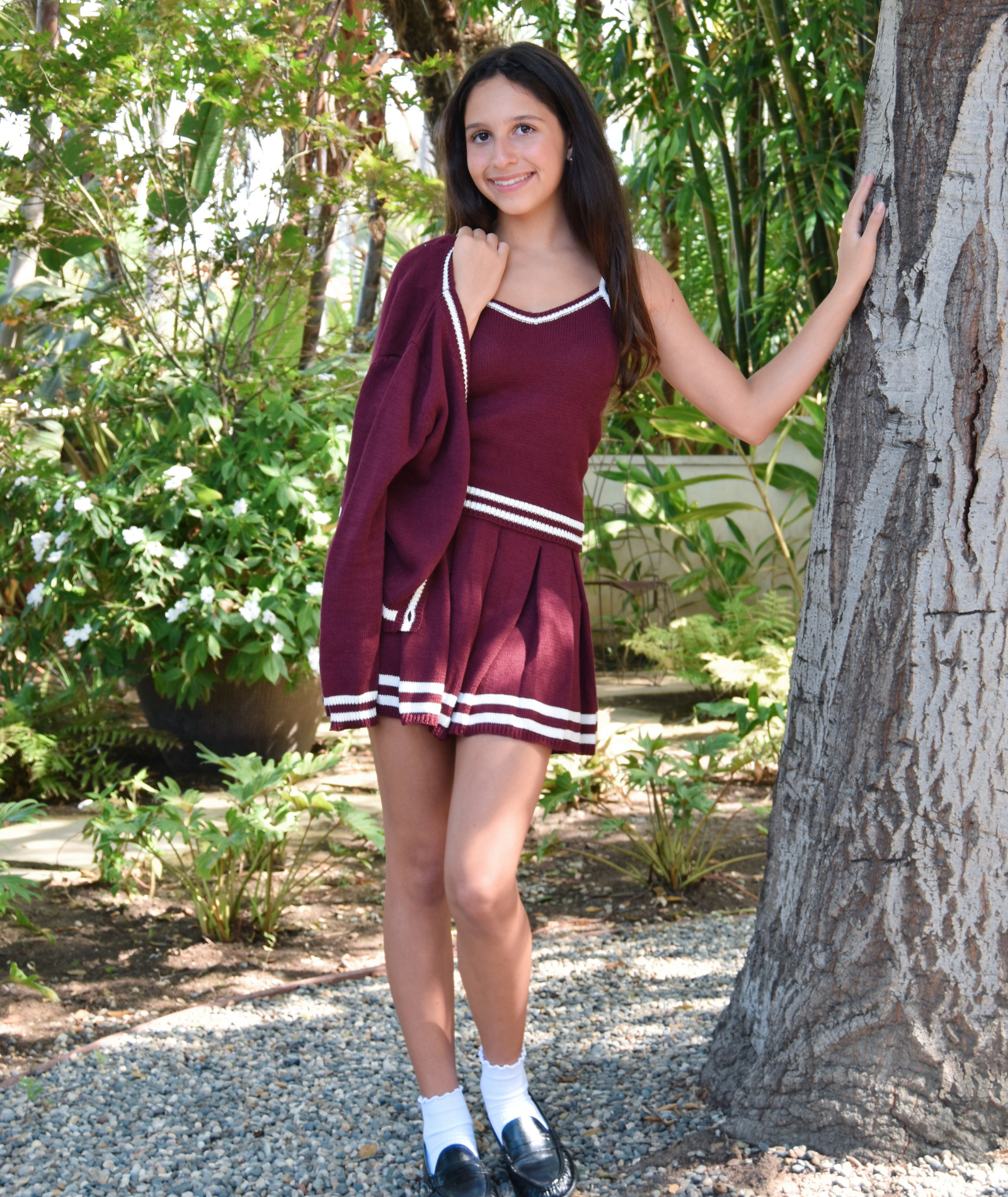 FBZ Girls Blaire Burgundy Cami With White Trim