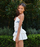 FBZ Girls Allie Blue Eyelet Floral Skirt Girls Casual Bottoms FBZ Flowers By Zoe