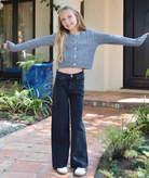 Theme Girls Adele Cable Knit Short Cardigan Heart Shell Buttons Girls Casual Tops Theme-NYC