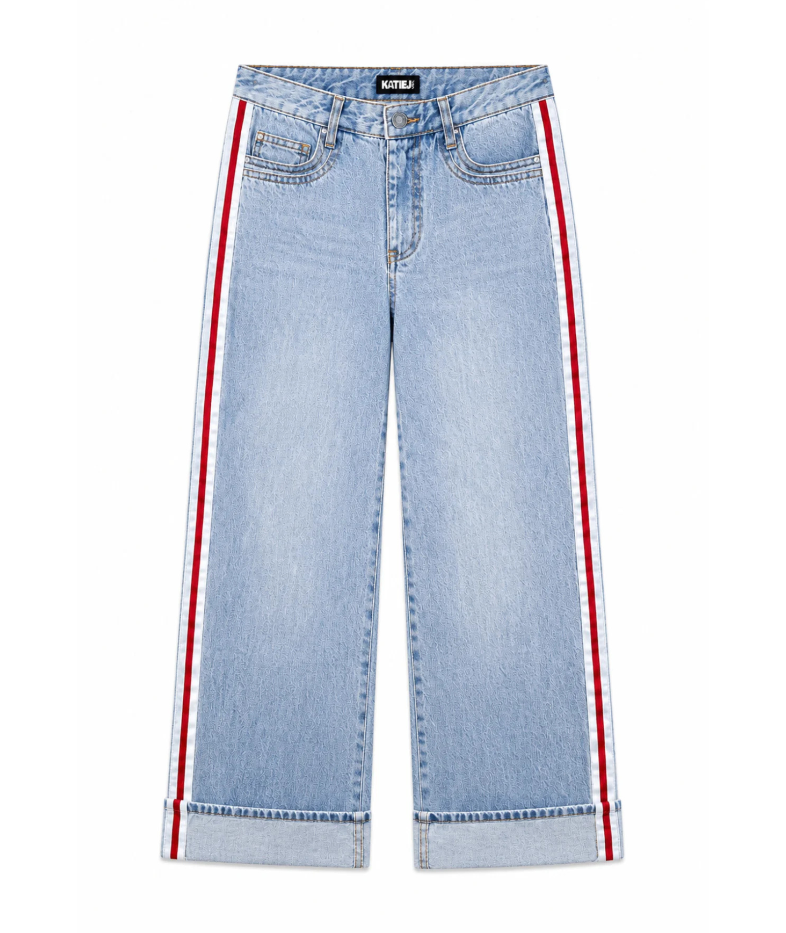 Katie J NYC Girls Boston Wide Leg Cuffed Light Wash Jeans