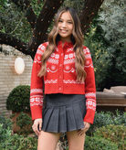 Love Shack Fancy Women Shantae Cardigan Red Velvet Truffle Womens Casual Tops Love Shack Fancy