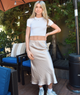 Katie J NYC Girls Anastasia Satin Maxi Skirt Girls Casual Bottoms Katie J NYC Champagne Y/S (7/8)