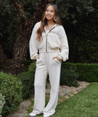 Aviator Nation Women Wide Leg Pocket Sweatpants Vintage White Womens Casual Bottoms Aviator Nation