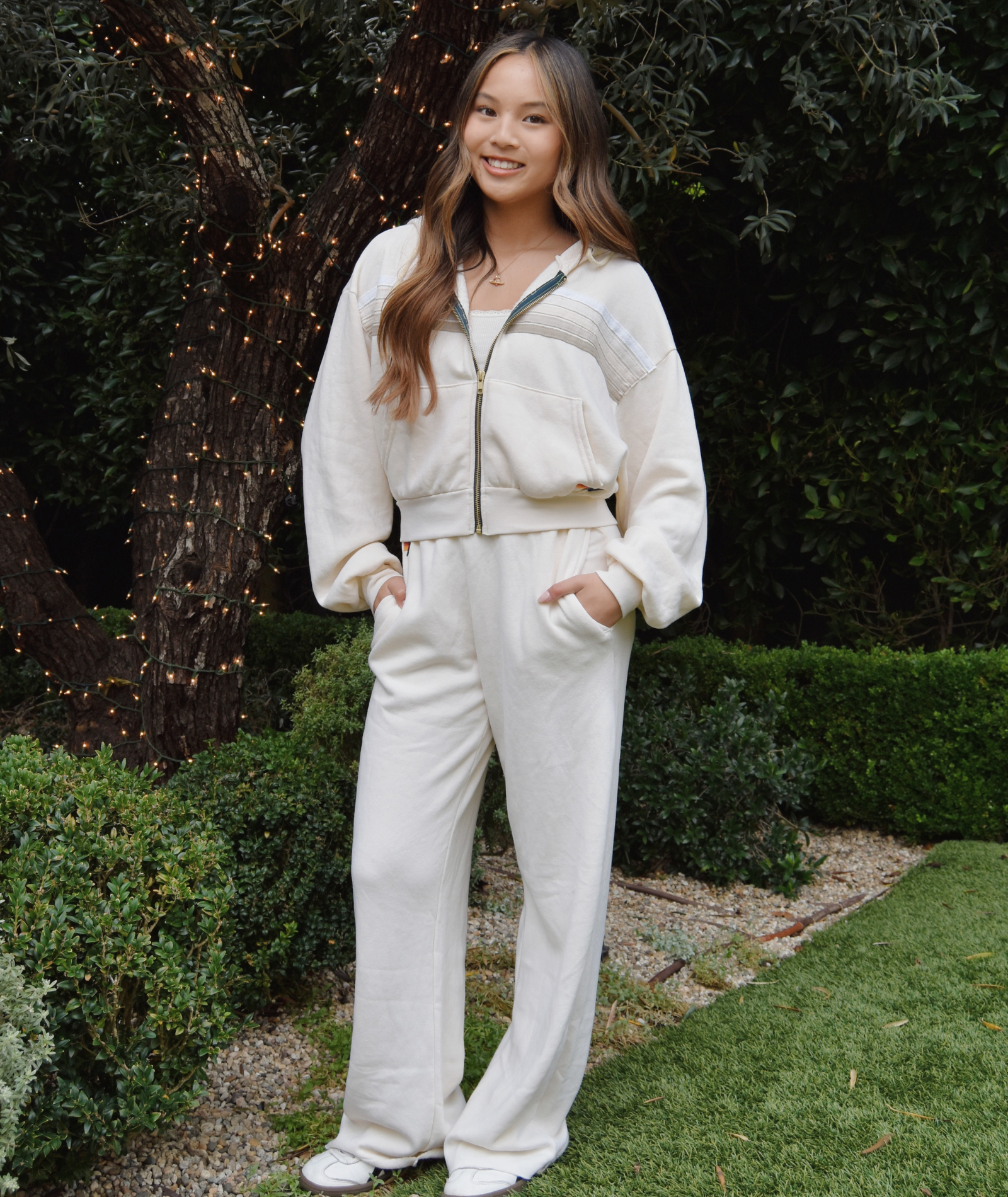 Aviator Nation Women Wide Leg Pocket Sweatpants Vintage White Womens Casual Bottoms Aviator Nation