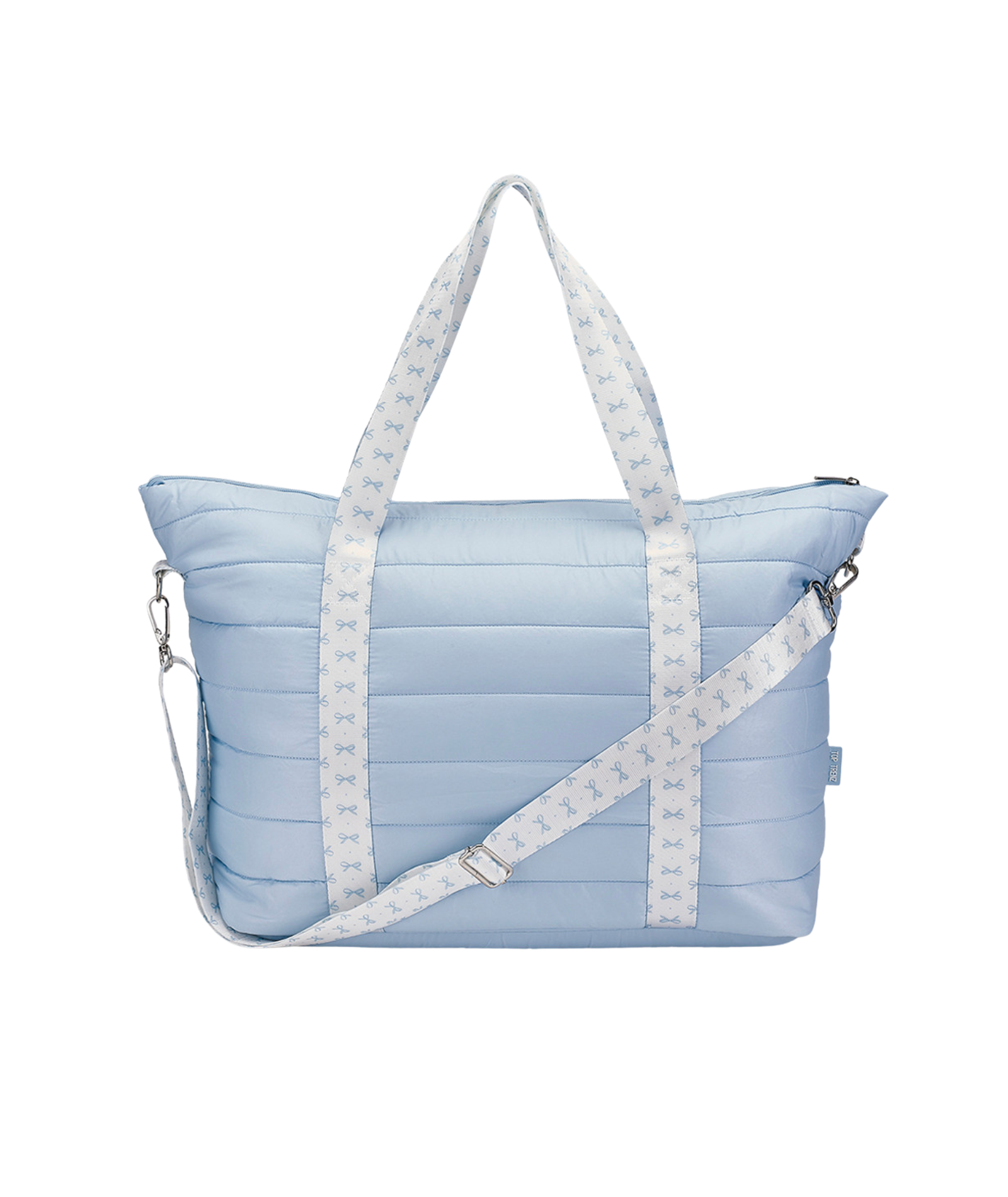 Blue Bow Strap Puffer Tote Bag