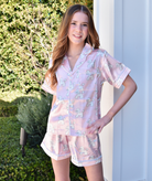 Tweenstyle Girls Silky Shorts Lounge Set Poodles Accessories Sparkle by Stoopher Pink Y/4