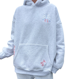 Sunkissed Coconut Juniors Pearl Grey Tropical Palms Hoodie Womens Casual Tops Sunkissed Coconut