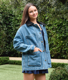 8apart Women Annie Corduroy Collar Denim Jacket Womens Casual Tops 8apart Denim Juniors/Women S