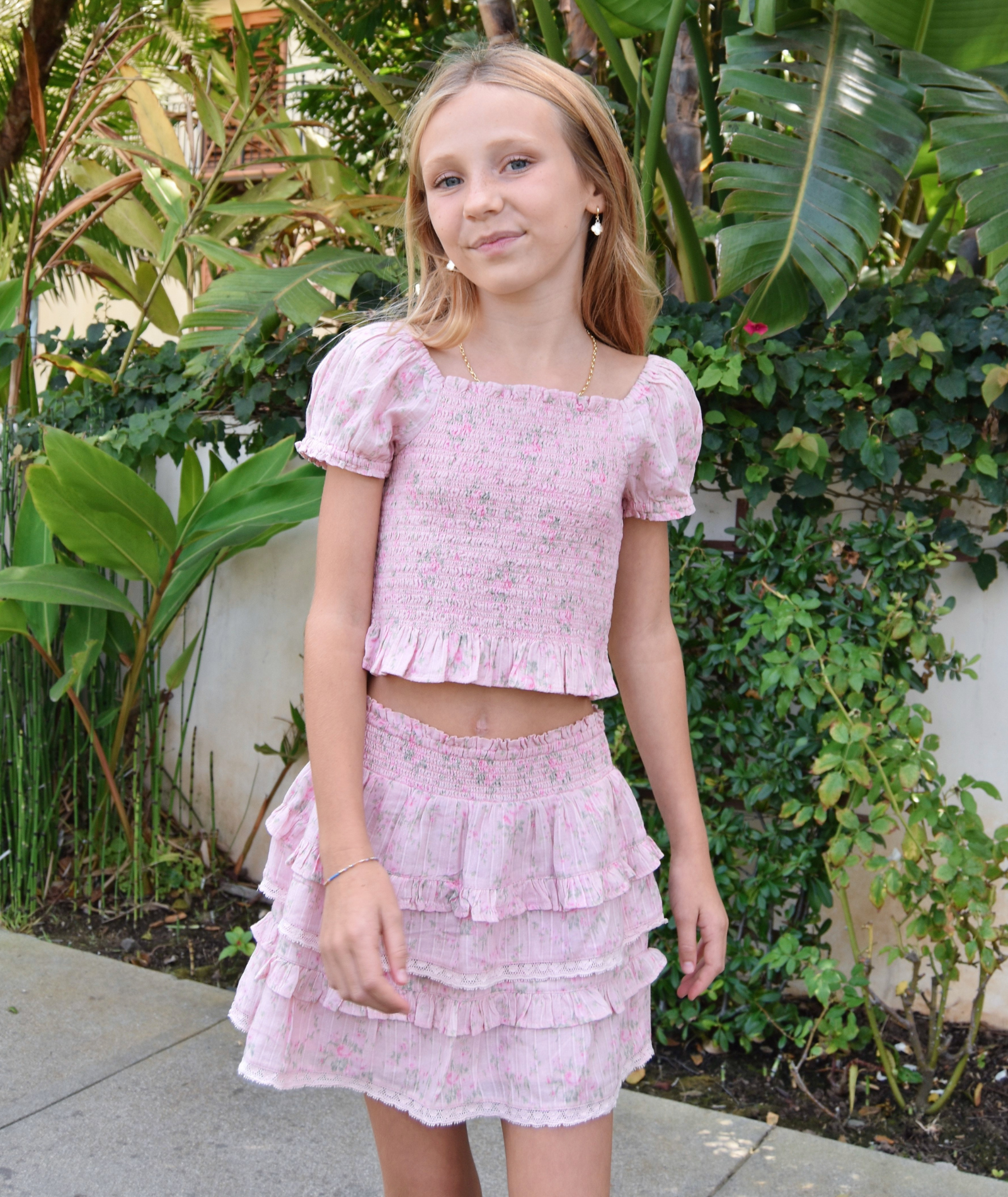 Love Shack Fancy Tween Billie Skirt Spiced Camellia