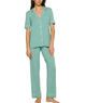 Eberjey Women Gisele Short Sleeve Pants PJ Set Seagrass/White Accessories Eberjey Green Juniors/Women XS
