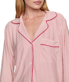 Eberjey Women Gisele Printed Long PJ Set Duo Stripe Holly Red With Ribbon Accessories Eberjey