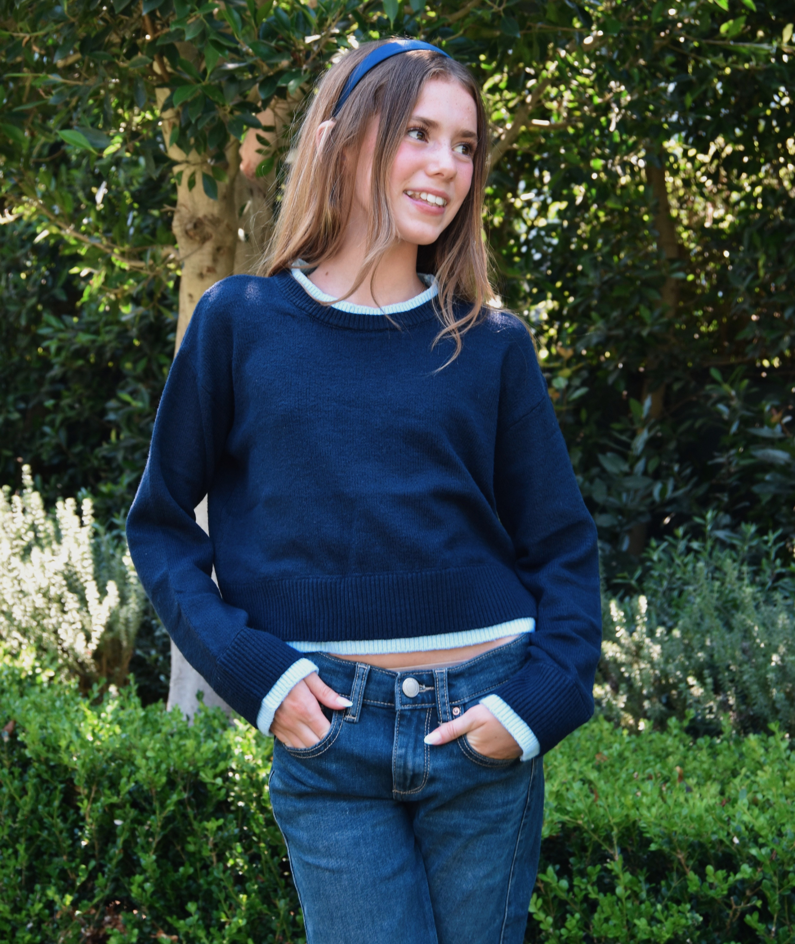 Katie J NYC Girls Nova Sweater Evening Blue/Baby Blue