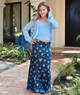 FBZ Girls Everley Blue Floral Sateen Maxi Skirt