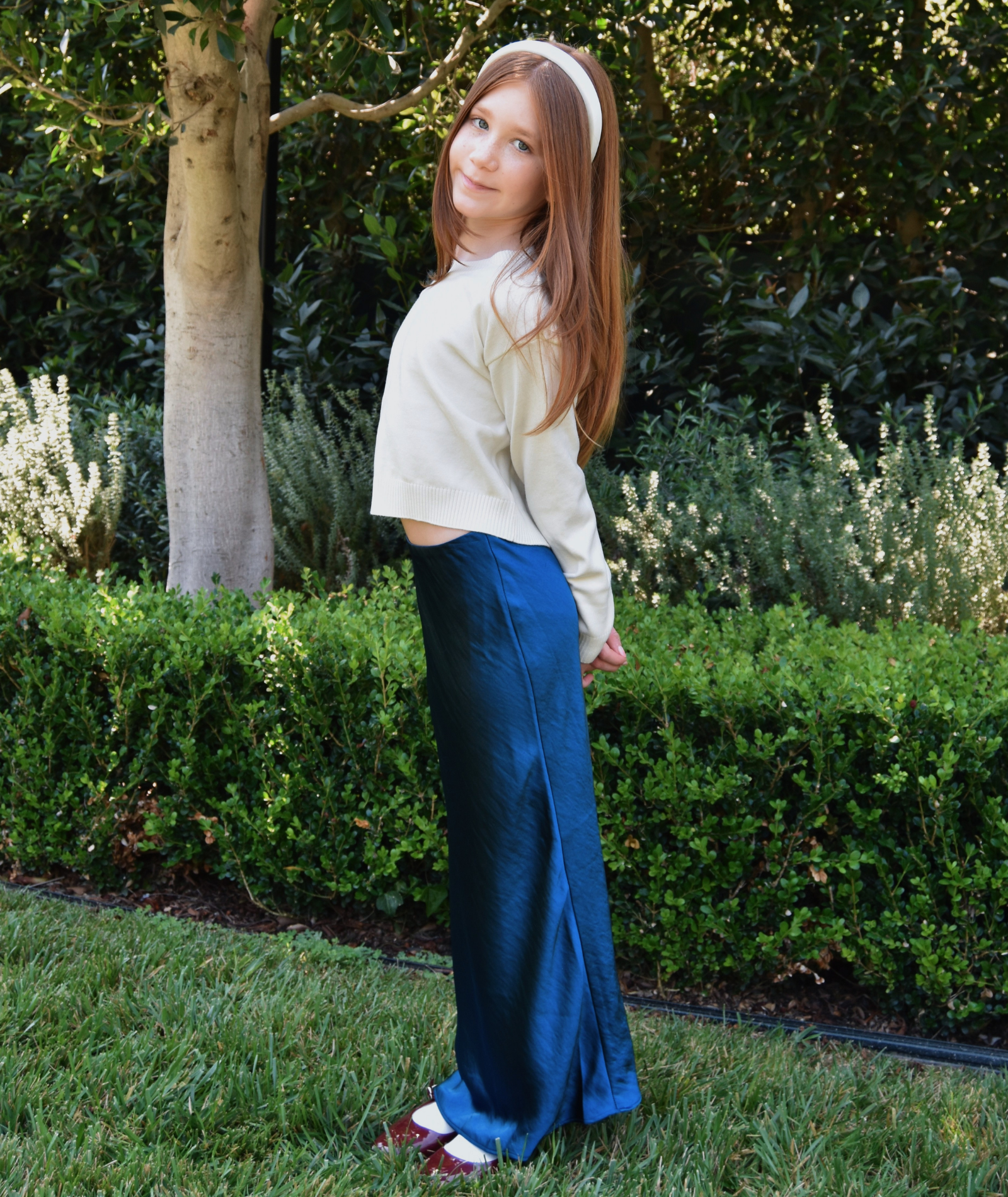 Katie J NYC Juniors Anastasia Satin Maxi Skirt