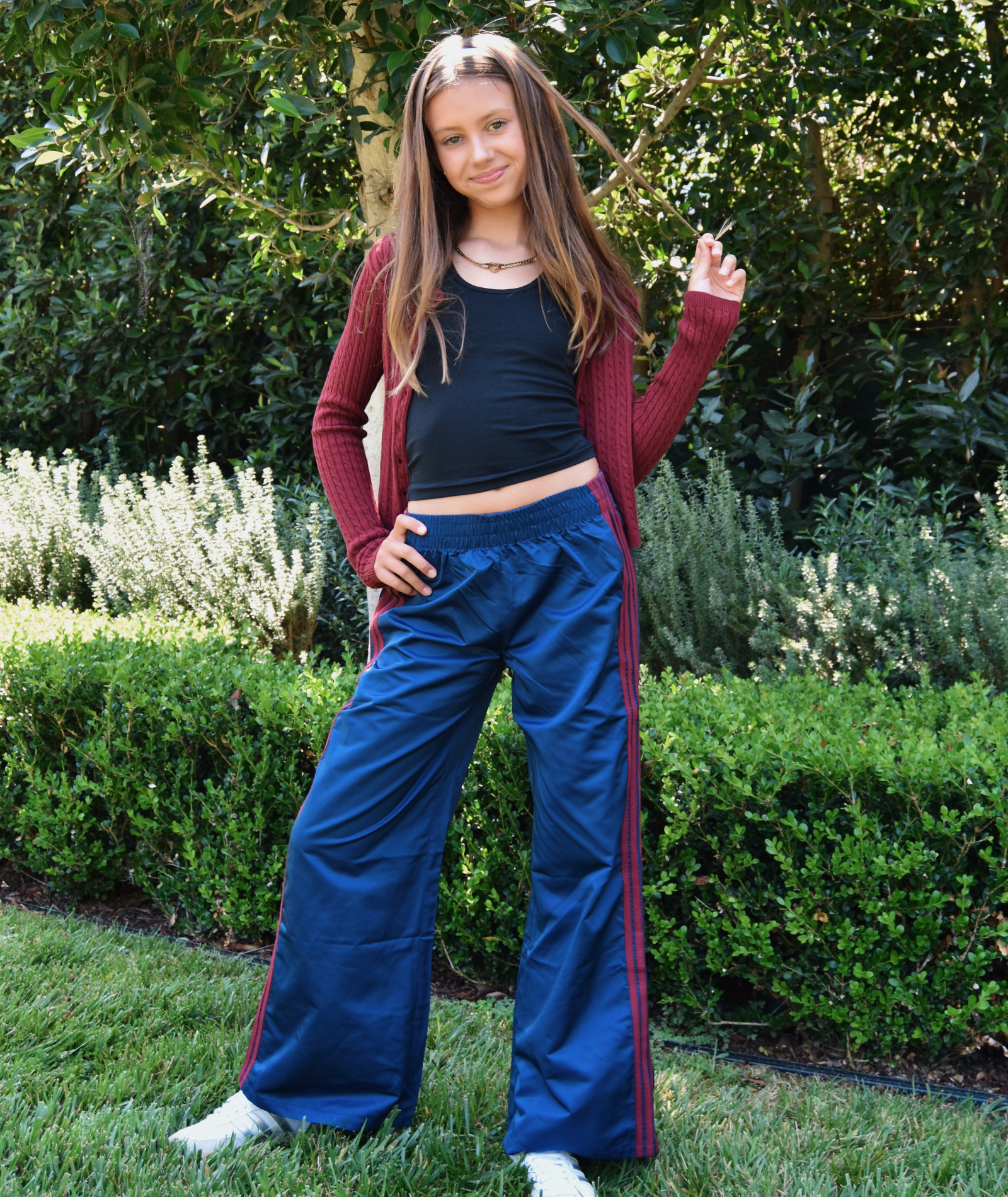 Katie J NYC Girls Jordyn Pants Evening Blue/Burgundy