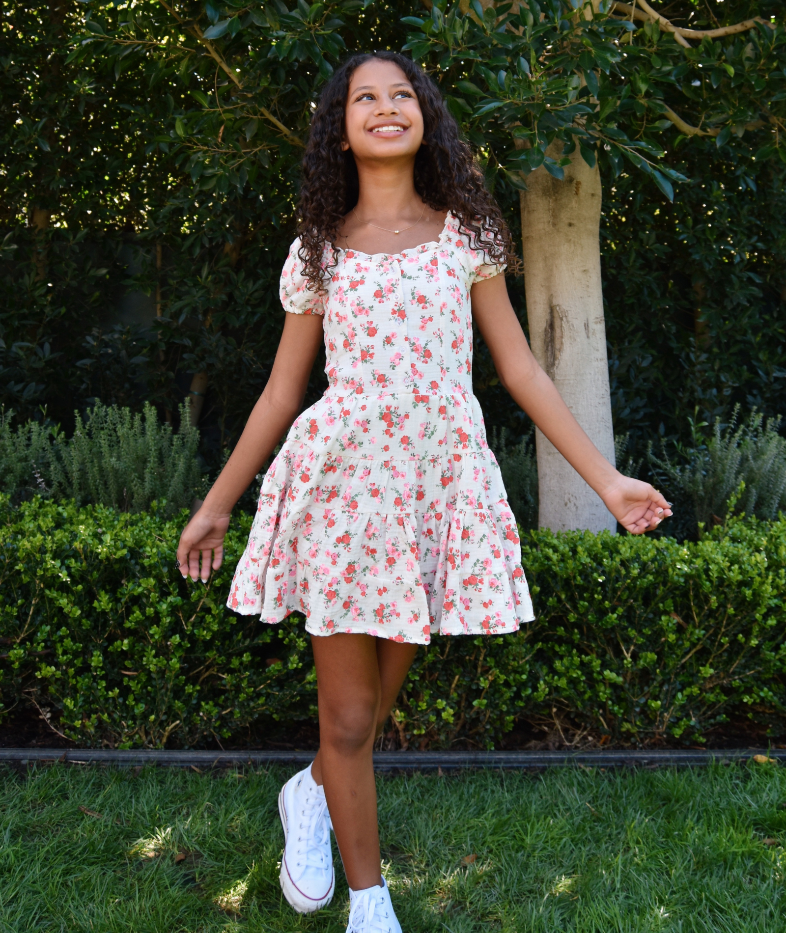 FBZ Girls Dara Red Short Sleeve Floral Dress Girls Casual Dresses FBZ Flowers By Zoe