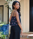 FBZ Girls Avalon Chiffon Black/Pink Floral Ruffle Cami Girls Casual Tops FBZ Flowers By Zoe