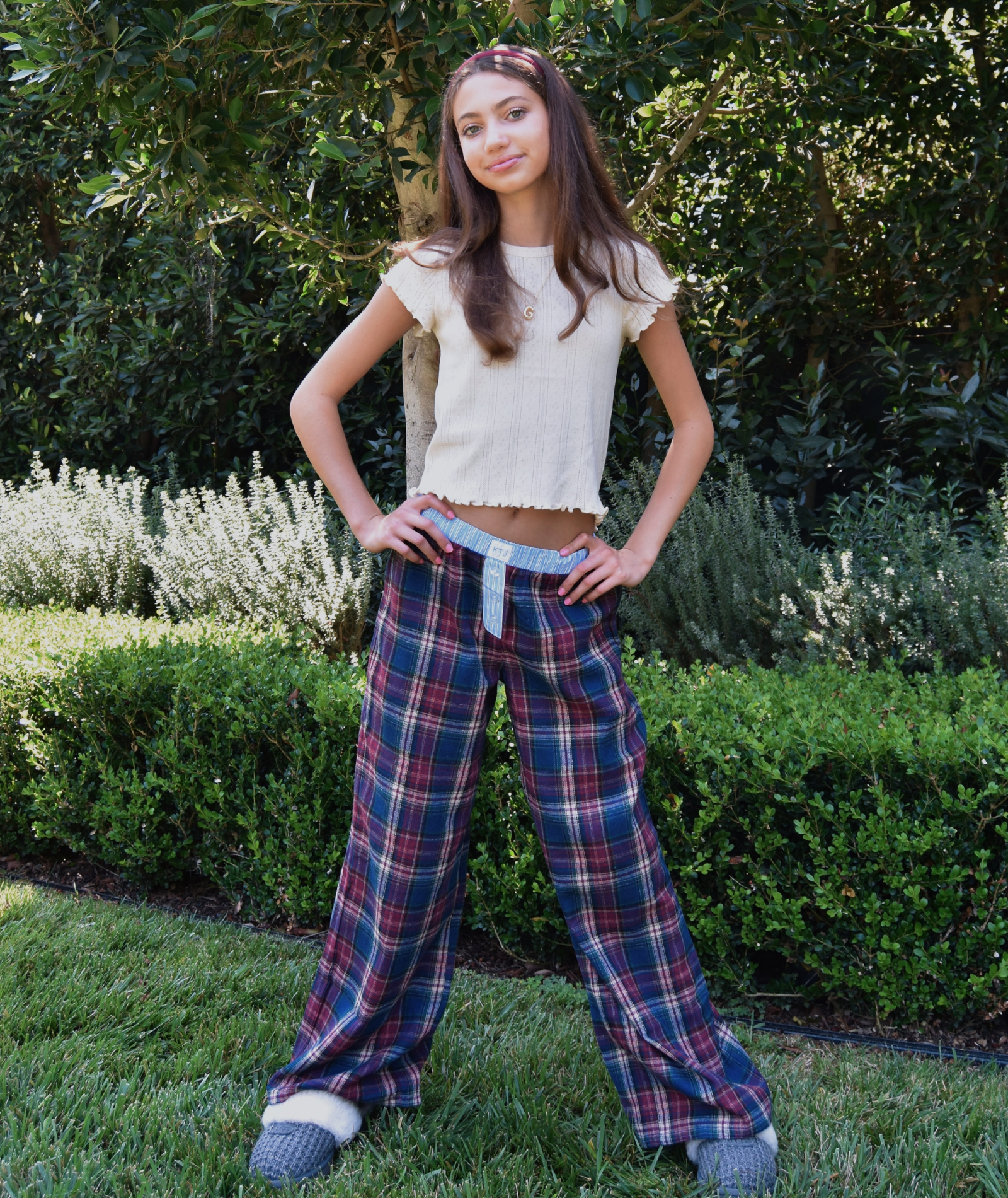 Katie J NYC Girls Bree Plaid Flannel Lounge Pants Girls Casual Bottoms Katie J NYC Plaid Y/S (7/8)
