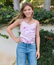 Theme Girls Margot Vintage Rose Ballet Pink Lace Satin Cami Girls Casual Tops Theme-NYC Floral Y/S (7/8)