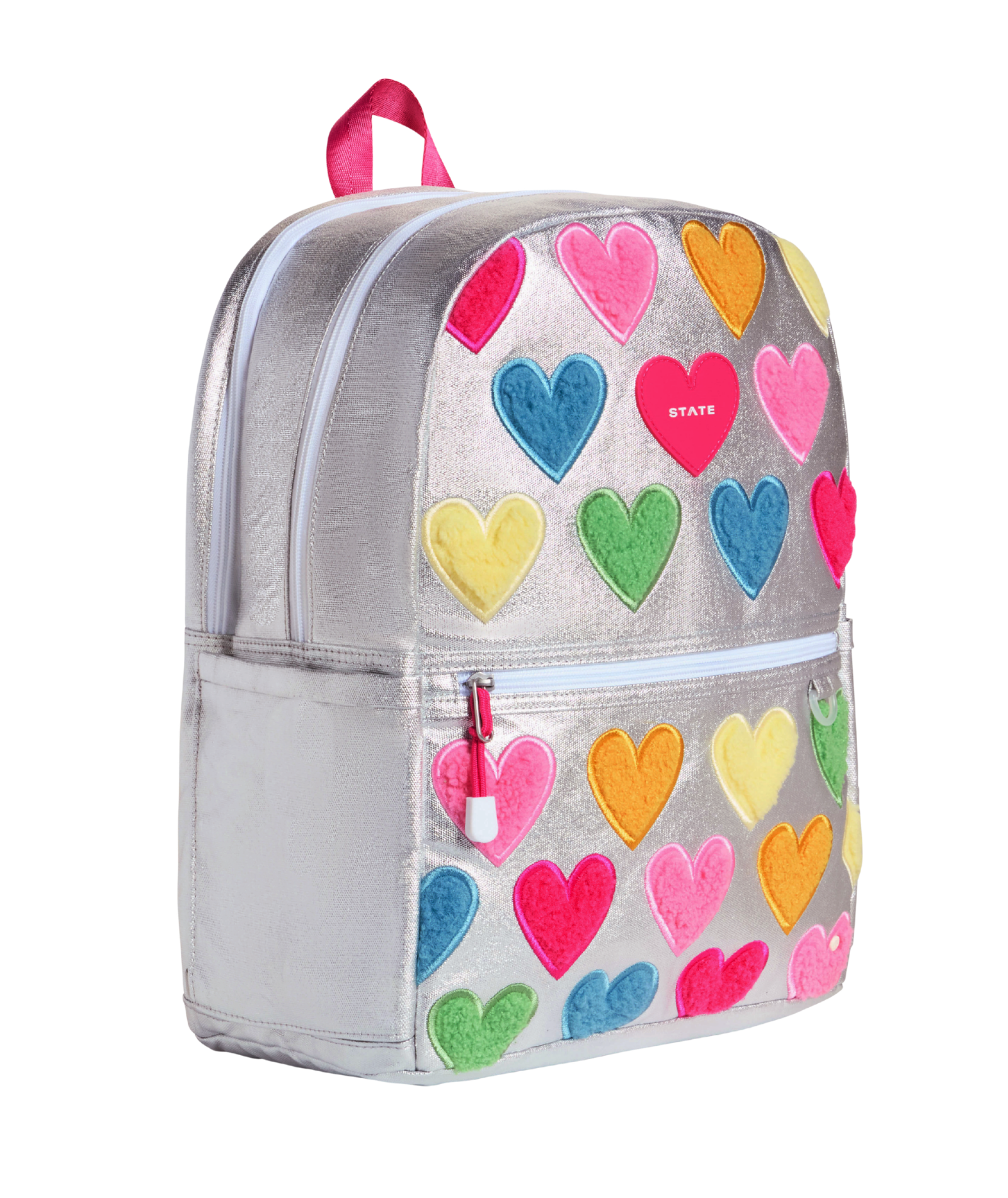 State Bags Kane Kids Double Pocket Backpack Happy Fuzzy Hearts Accessories State bags