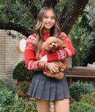 Love Shack Fancy Women Arindia Dog Sweater Red Velvet Truffle Accessories Love Shack Fancy