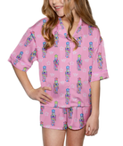 Sunshine Society Girls Silky Shorts PJ Set Nutcracker Accessories Sunshine Society Multi Y/4