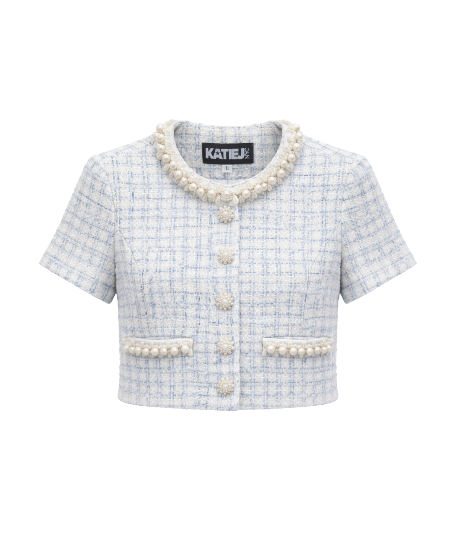 Katie J NYC Girls Blue Boucle Lenox Bolero Jacket