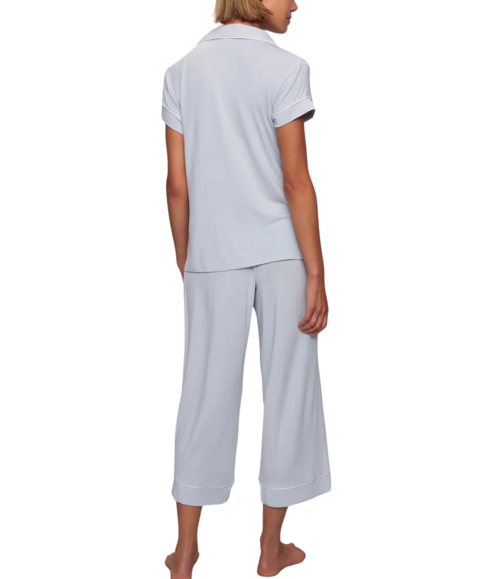 Eberjey Women Gisele Short Sleeve Crop Pants PJ Set Slate Blue/Ivory Accessories Eberjey