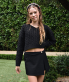 Malibu Brandy Crop Cable Knit Sweater Girls Girls Casual Tops Malibu Sugar Black Y/S (7/8)