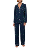 Eberjey Women Gisele Printed Long PJ Set Forest Pine Navy/Ivory Accessories Eberjey